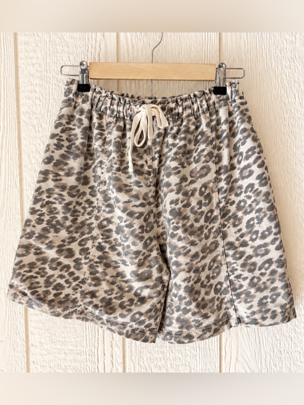 Aerie Leopard Print Pull On Shorts Small High Rise Drawstring NWT